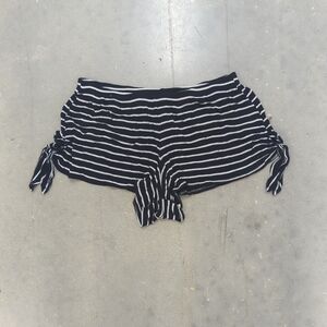 flirtitude Black & White Striped High-Waist Tie-Side Shorts
